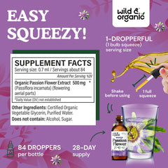 Vegan, GMO-free label on passionflower tincture