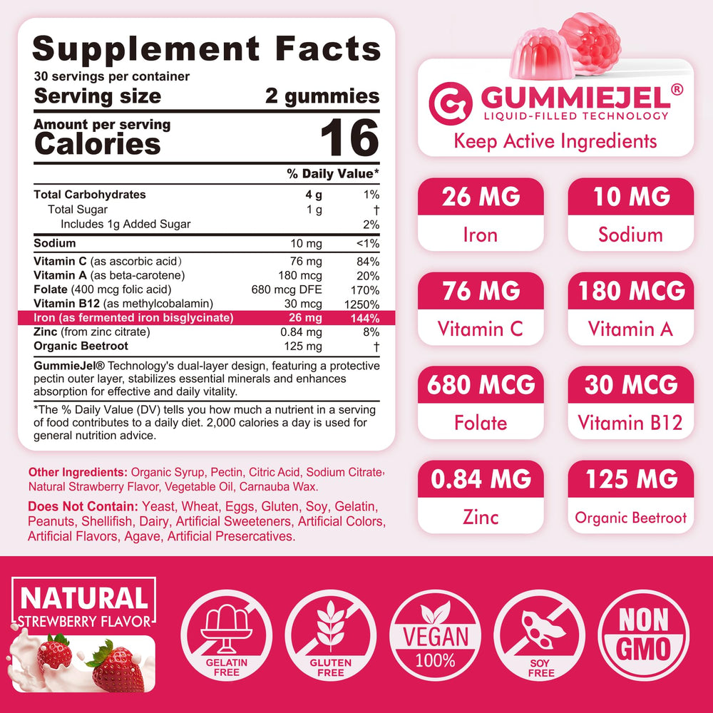 Two-pack vegan iron gummies packaging