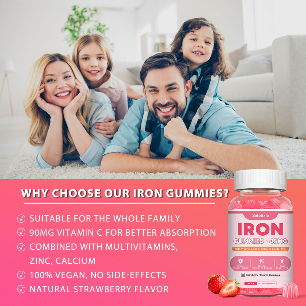 Strawberry-flavored vegan iron gummies