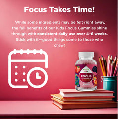 Side view of the bottle label for Vegan Kids Focus Gummies