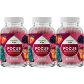 Vegan Kids Focus Gummies packaging front showing 3-pack