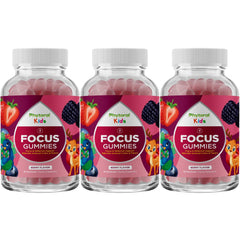 Vegan Kids Focus Gummies packaging front showing 3-pack