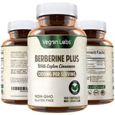 Bottle of Vegan Labs Berberine HCL 1200mg with Organic Cinnamon
