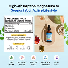 Vegan-friendly magnesium citrate liquid supplement