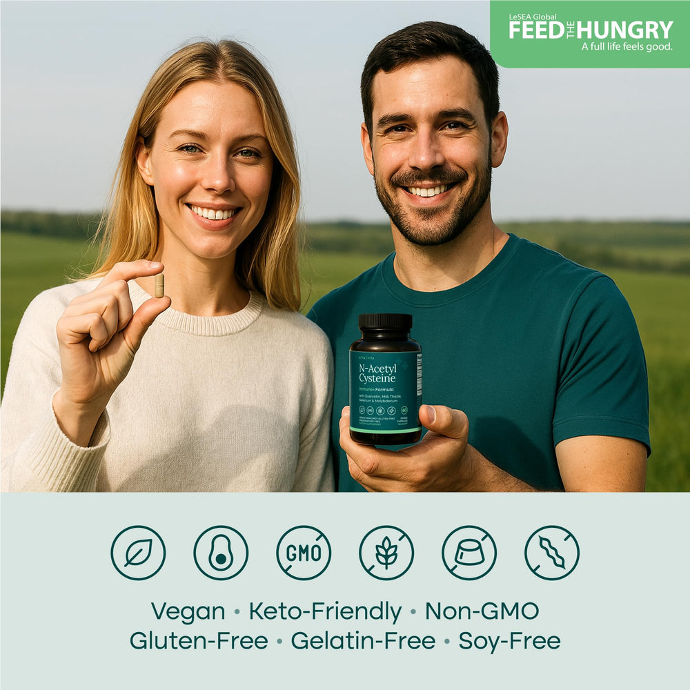 Vegan, Non-GMO, gluten-free NAC capsules packaging