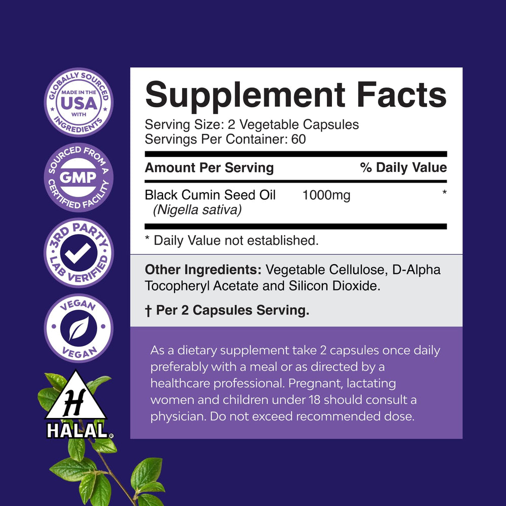 Vegan Nigella Sativa oil capsules