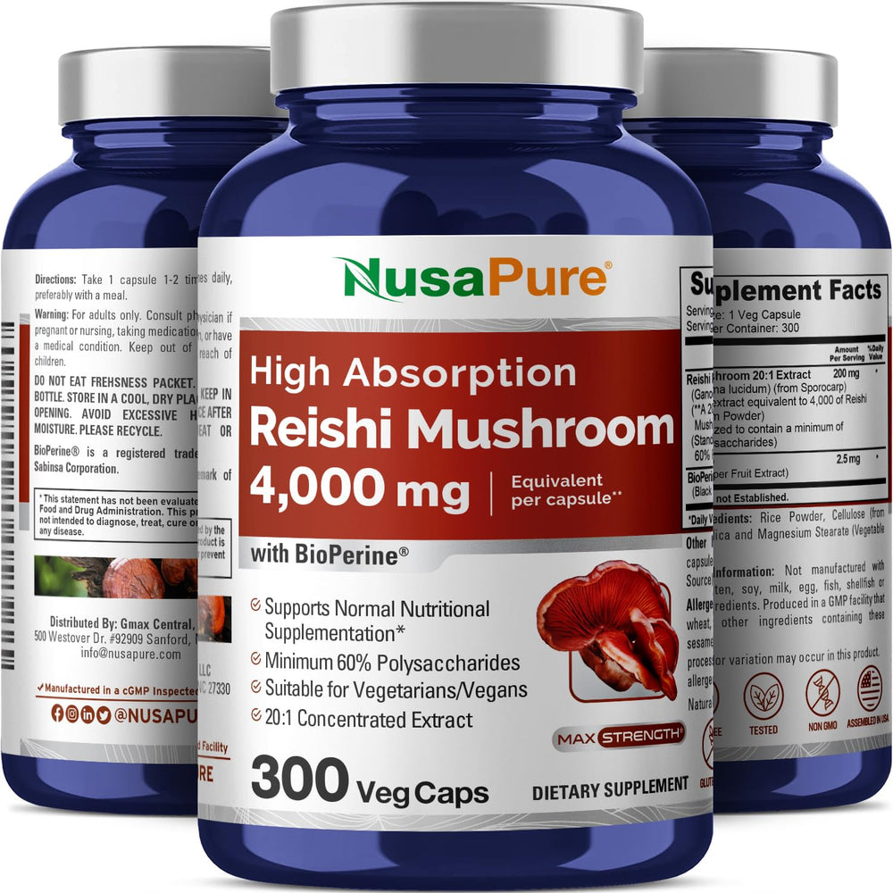 Vegan and Non-GMO badge for Reishi supplement