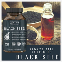 Vegan non-GMO black seed oil capsules packaging