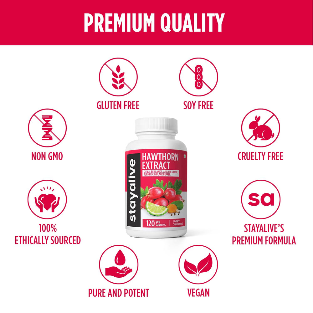 Vegan, non-GMO, gluten-free Hawthorn Berry capsules.