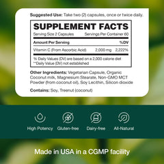 Vegan, non-GMO, gluten-free and dairy-free Vitamin C powder