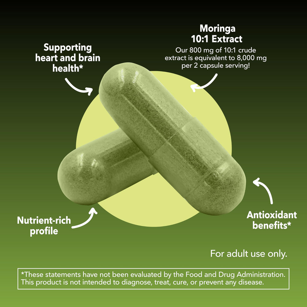 Vegan, non-GMO, gluten-free moringa capsules