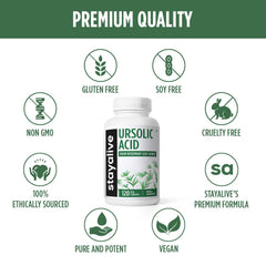 Vegan, non-GMO, gluten-free ursolic acid capsules