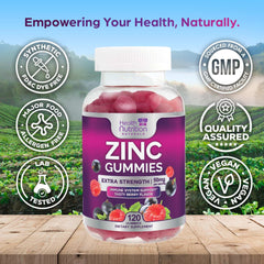 Vegan, non-GMO, gluten-free zinc gummies ingredients label