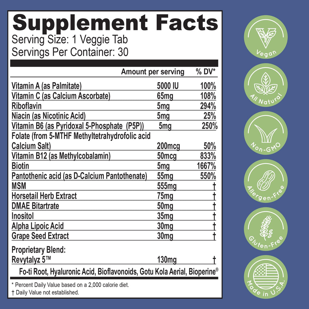 Vegan, non-GMO, gluten-free supplement packaging