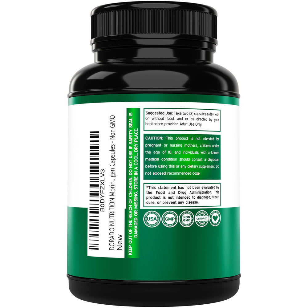 Vegan and non-GMO moringa leaf extract capsules