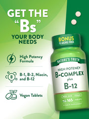 Vegan, non-GMO Vitamin B Complex 165 tablets label