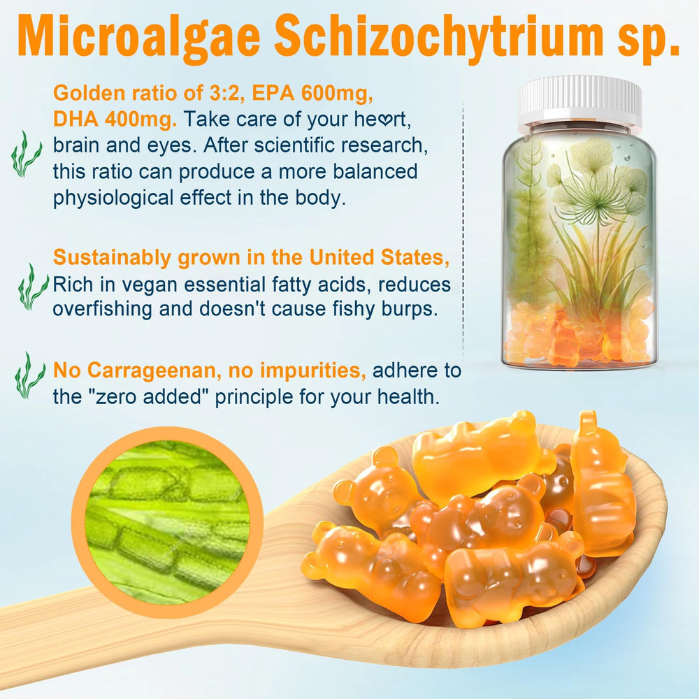 Graphic showing algae-based EPA 600mg and DHA 400mg