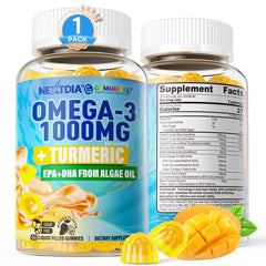 Hero image: Vegan Omega-3 Gummies with Turmeric, 60-count bottle
