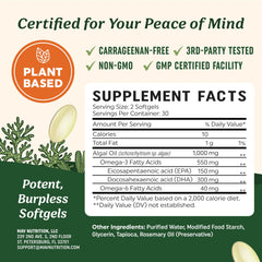 Graphic indicating sustainably sourced microalgae origin