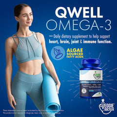 Algae oil omega-3 supplement bottle and capsules