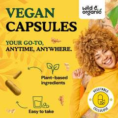 Plant-based vegan capsule coating for turmeric-ginger capsules
