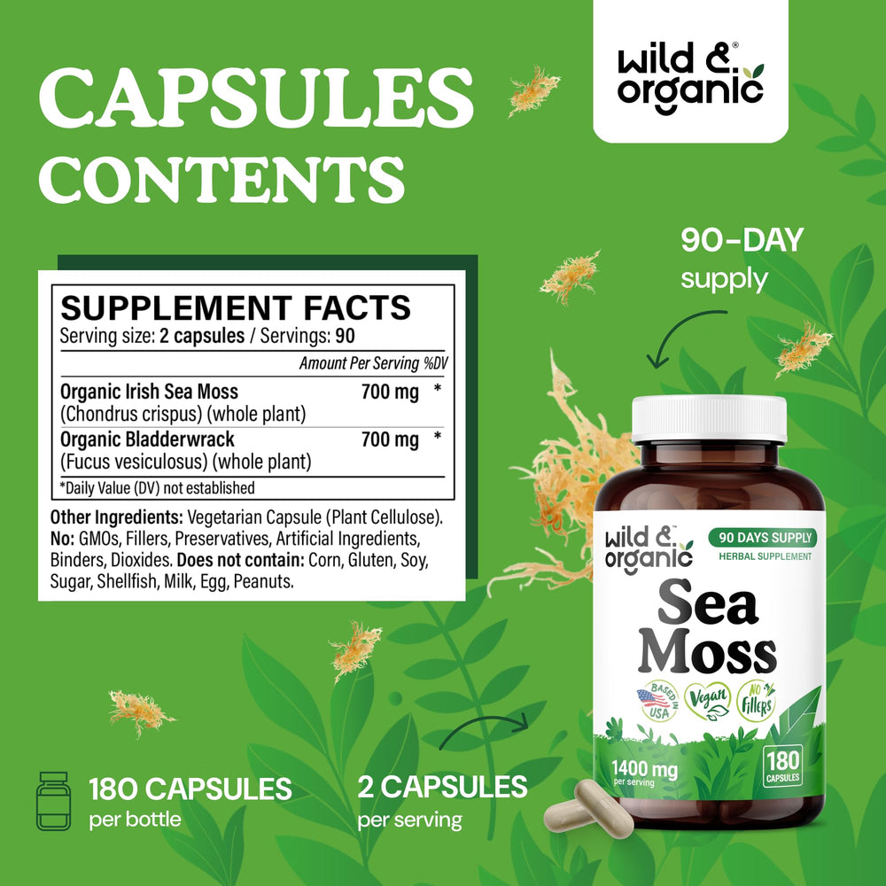 Vegan plant-based sea moss capsules