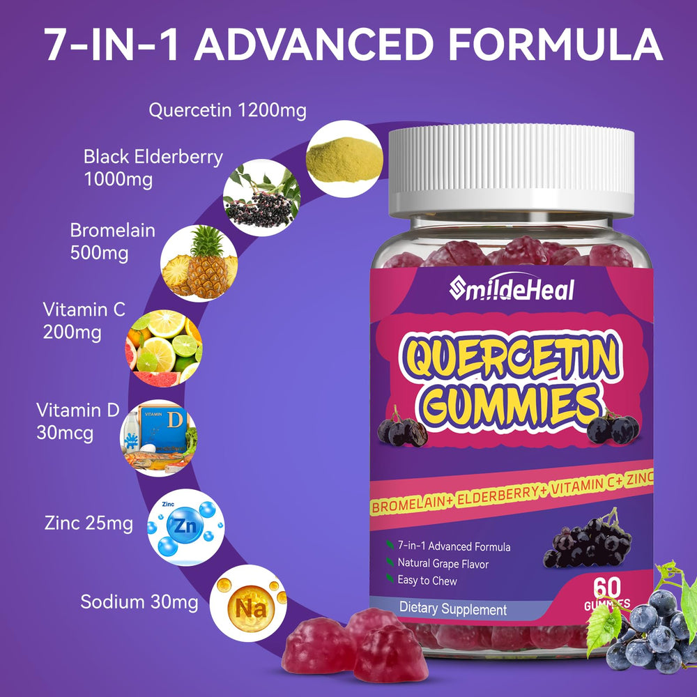 Vegan quercetin gummies gelatin-free gluten-free no artificial colors