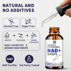Vegan and sugar-free certification label on NAD packaging