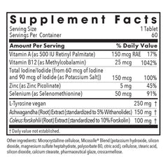 Vegan thyroid support with selenium zinc vitamins A and tyrosine