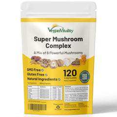 Vegan Vitality Multi Mushroom Complex bottle with 120 capsules