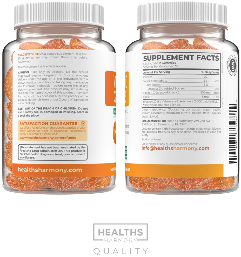 Non-GMO vegan vitamin C gummies with plant-based ingredients