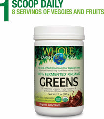 Vegan whole food greens powder with scoop