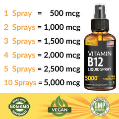 Vegan methylcobalamin B12 spray bottle