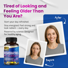 Capsule close-up showing Resveratrol and Quercetin