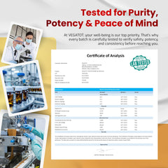 VEGATOT 8-In-1 Testo Support ingredients blend highlights Tongkat Ali and ginseng for stamina.