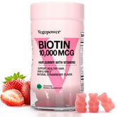 VEGEPOWER Biotin Gummies bottle labeled 10000mcg per serving