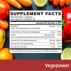 Vegepower Iron Bisglycinate bottle with capsules