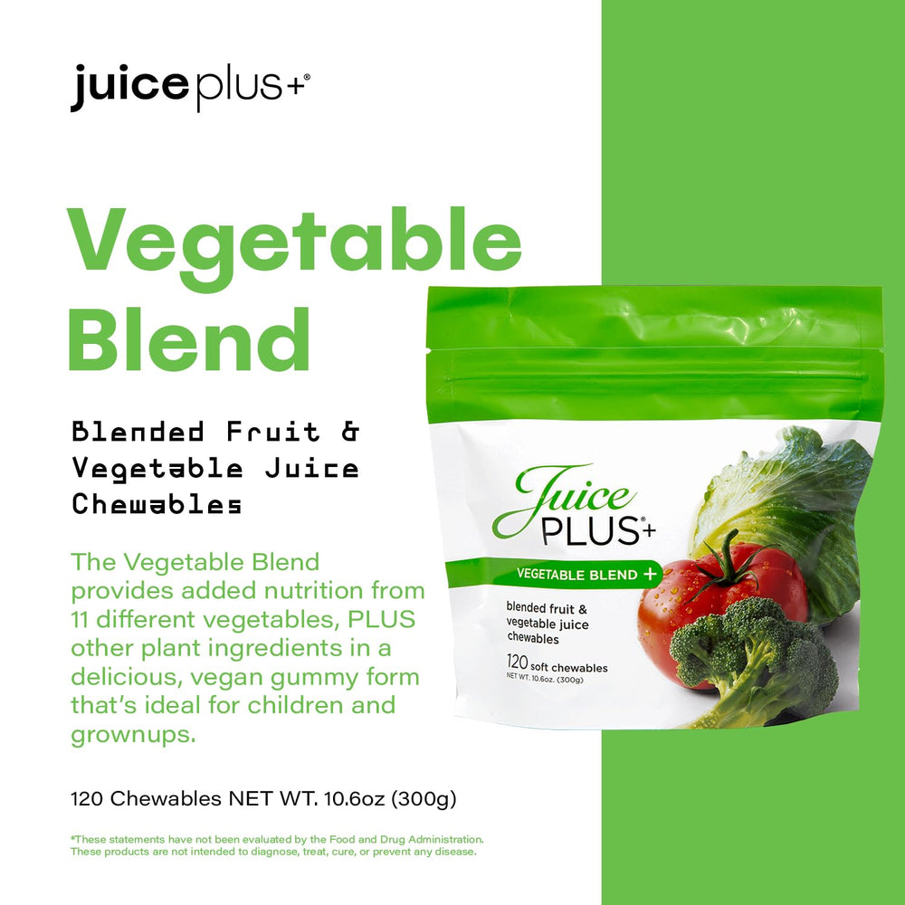 Nutrient-rich blend of 11 vegetables used in the chews
