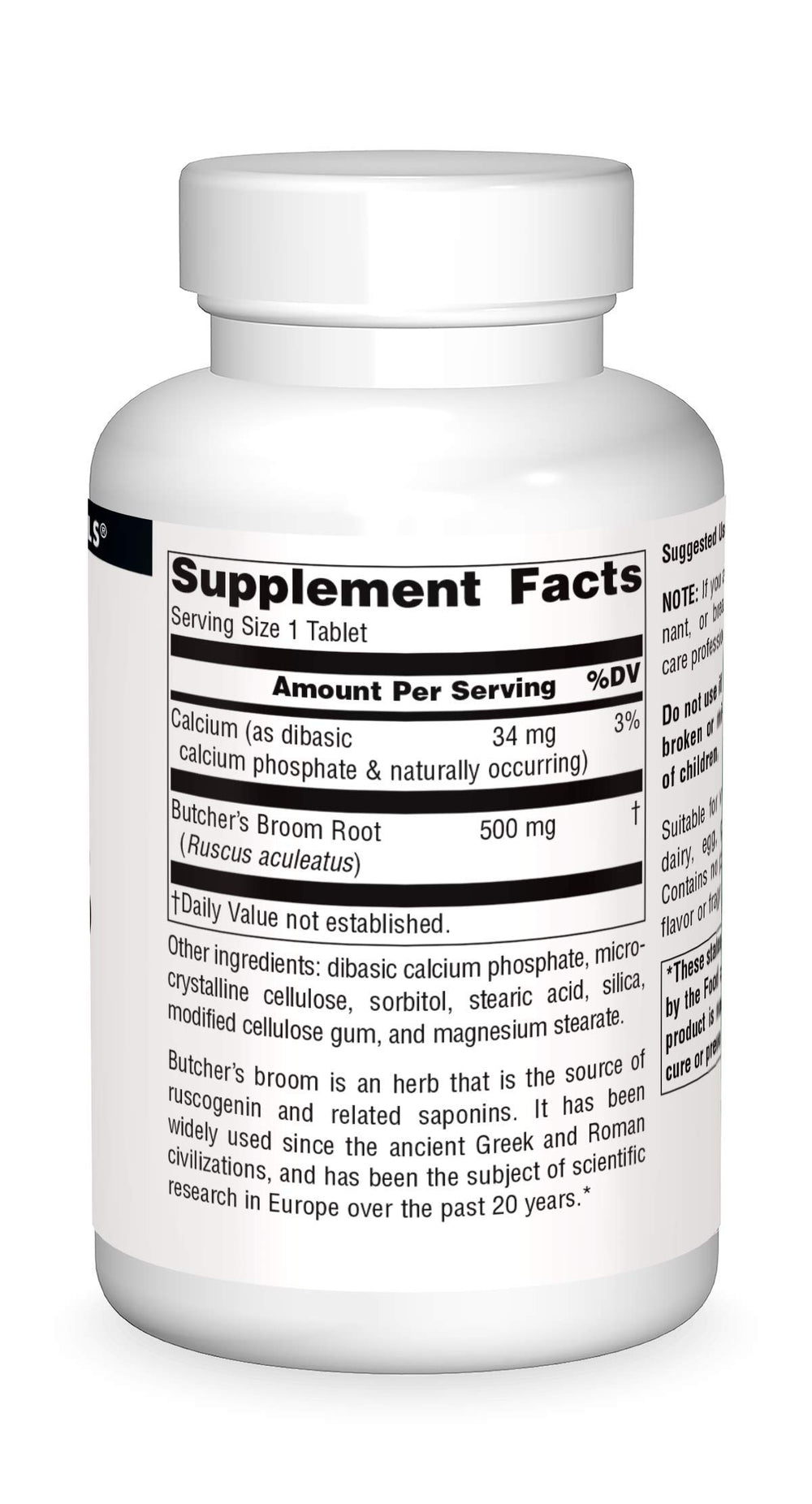 Vegetarian friendly butcher's broom dietary supplement