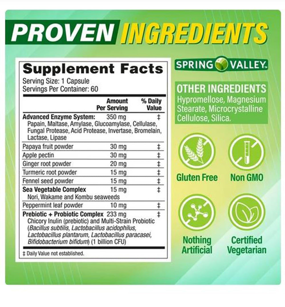 Vegetarian digestive enzyme capsules