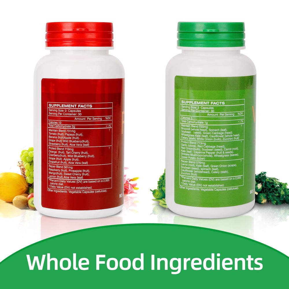 Close-up of the 18 vegetable ingredients in the blend