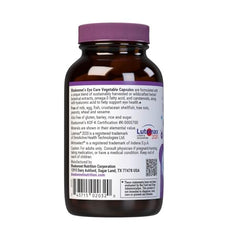 Front view of 60 vegetable capsules in a blue bottle for Eye Care.