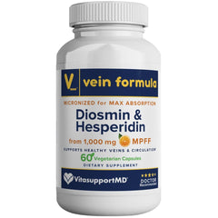 Vein Formula bottle with Diosmin & Hesperidin 1000 mg MPFF, 60 capsules