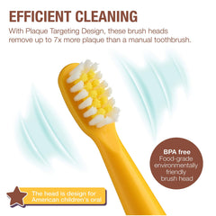 Soft end-rounded 3D curved bristles on kid's toothbrush head
