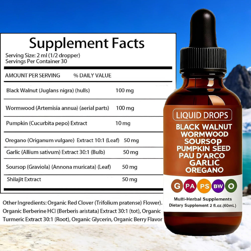 Dropper dispensing 2 mL of wormwood liquid for digestion support