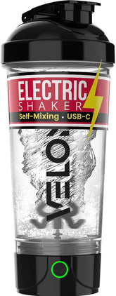 VELOMIX Electric Protein Shaker Bottle 24 oz with transparent body