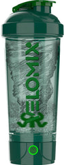 Green VELOMIX 24 oz electric protein shaker bottle with USB-C charging