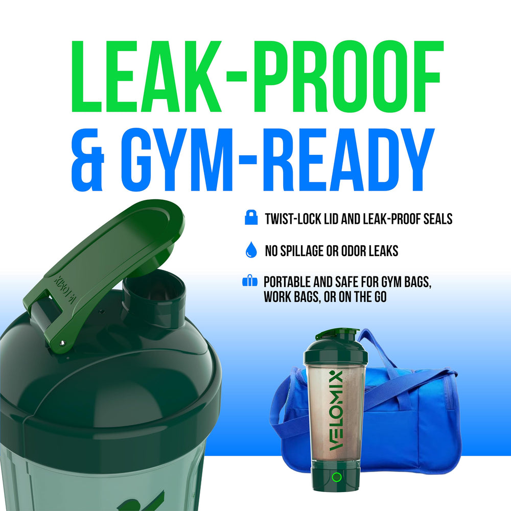 Shaker bottle in gym bag for portability