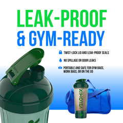 Shaker bottle in gym bag for portability