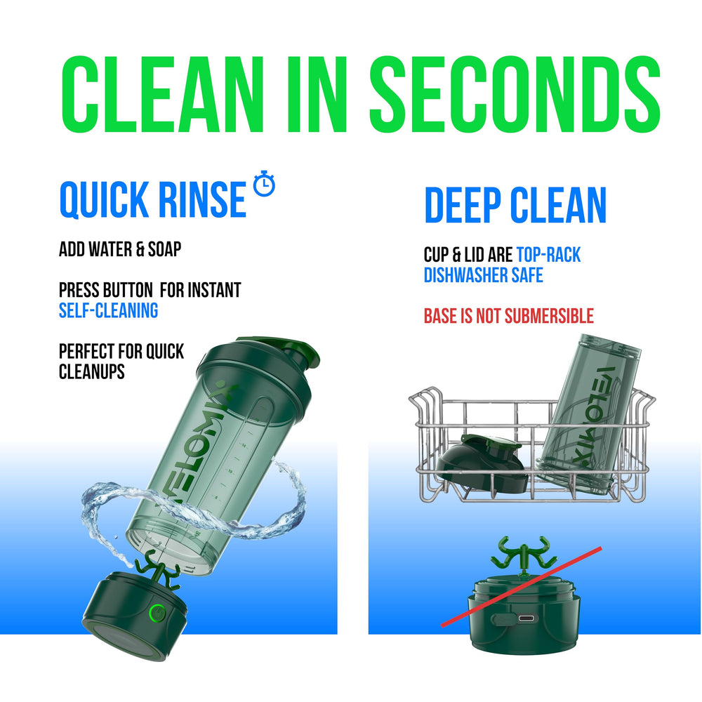 Dishwasher-safe VELOMIX shaker bottle in green